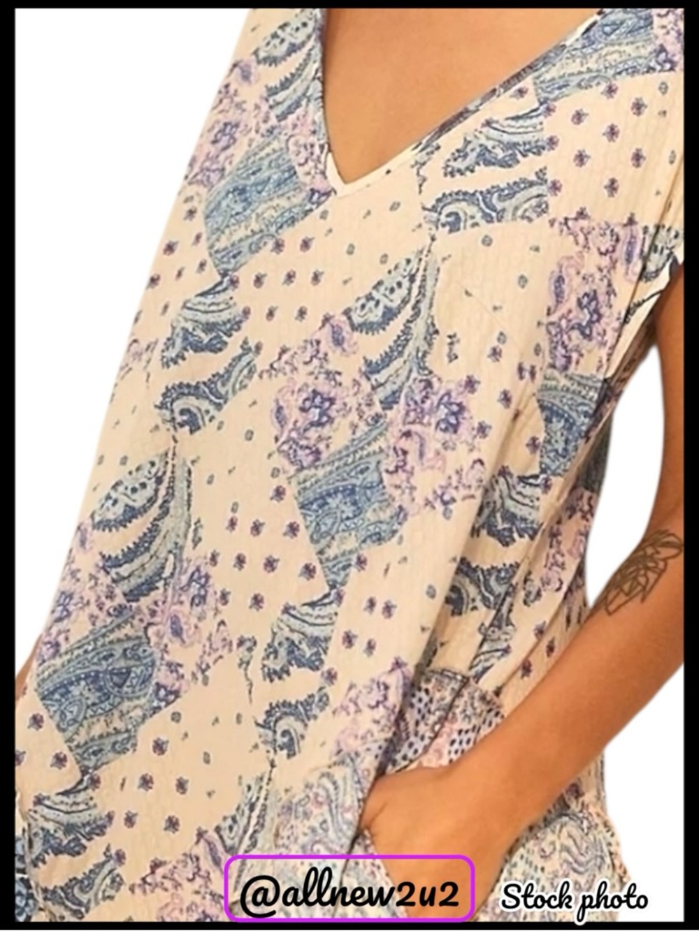 Free People Desert Flower Blue Combo Patchwork Maxi Dress - Picture 10 of 16